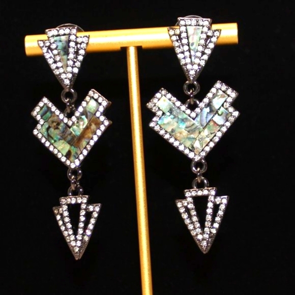 Lulu Frost Mock-up Abalone Mosiac Dangle Earrings - Picture 4 of 7